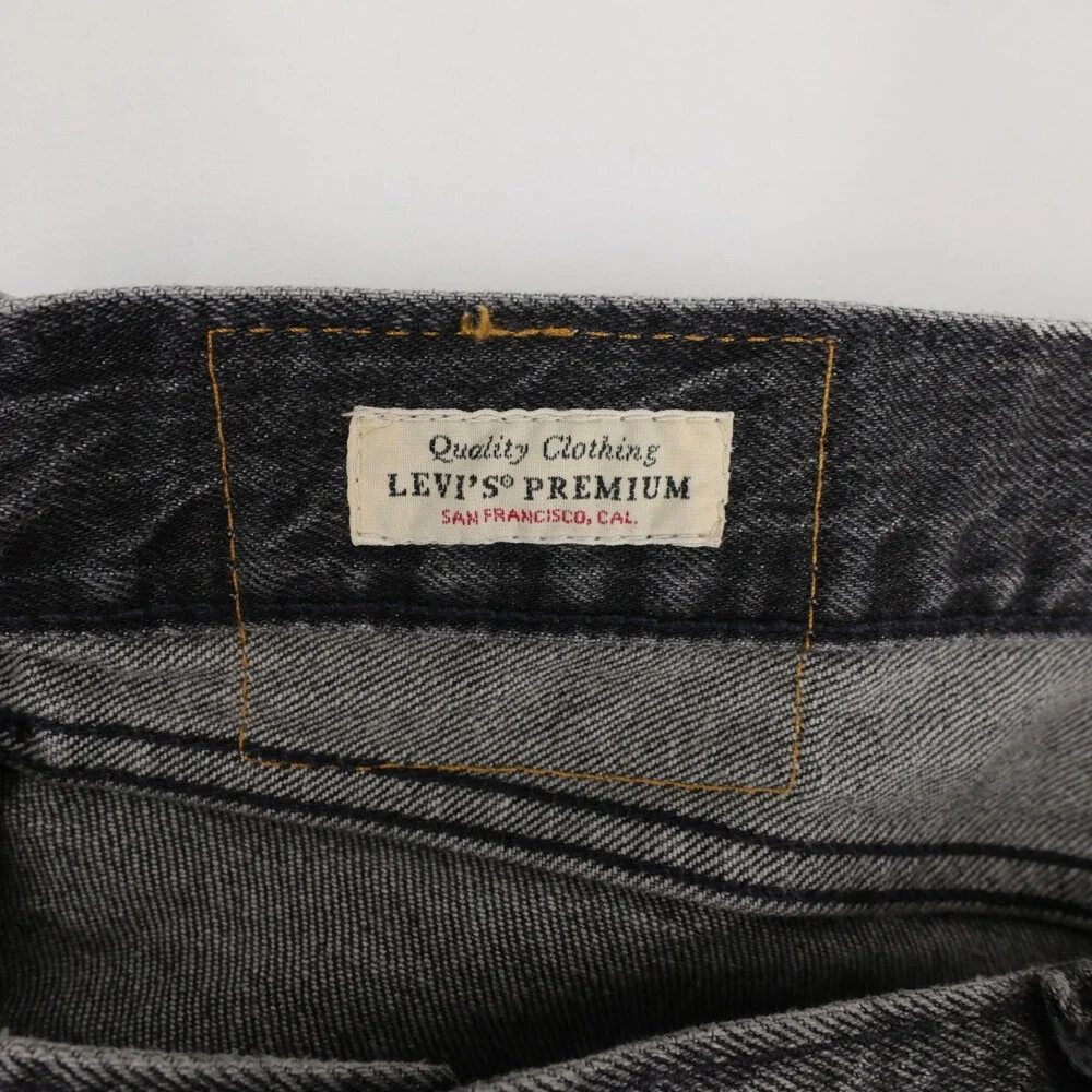 Levis 501 93 Jeans Mens 36x34 Black Gray Stretch Denim Button Fly Premium
